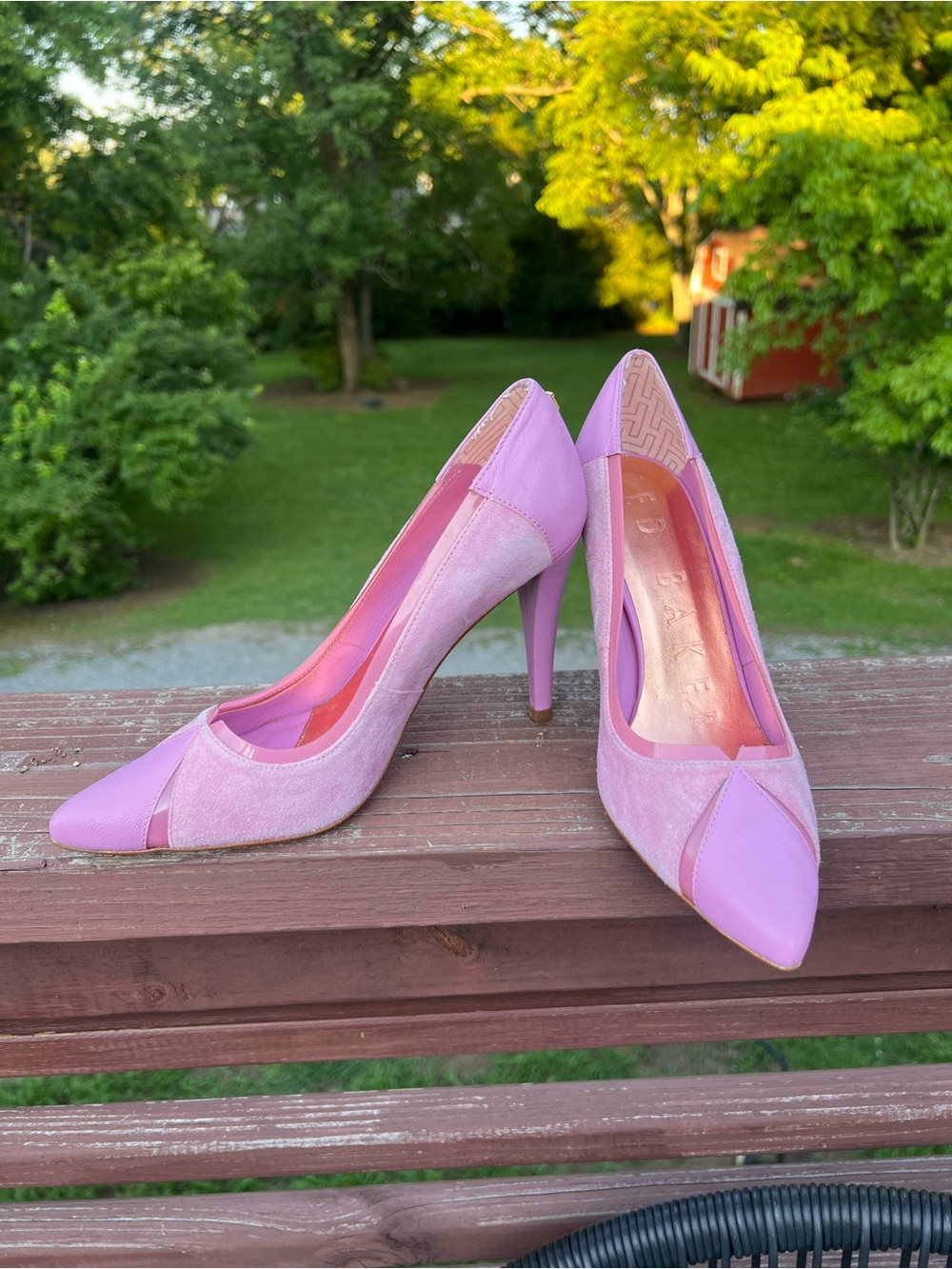 Ted Baker Pink Leather and Suede Heels, size 37 (US 7)